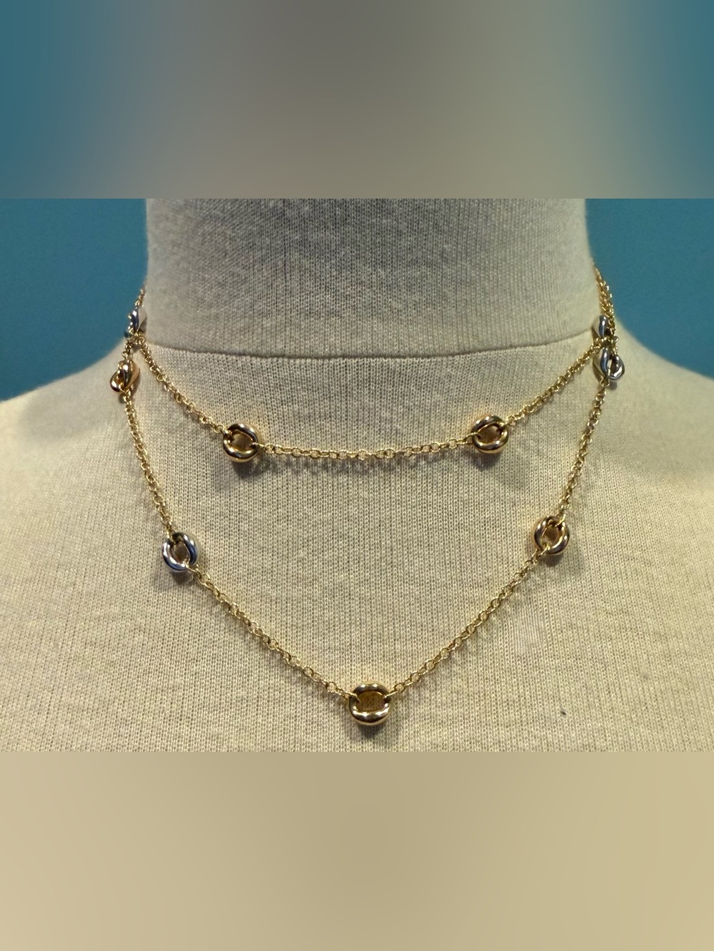 Roberto Coin 18k Two Tone Gold "O"
Motifs & Chain Necklace approximately 32”